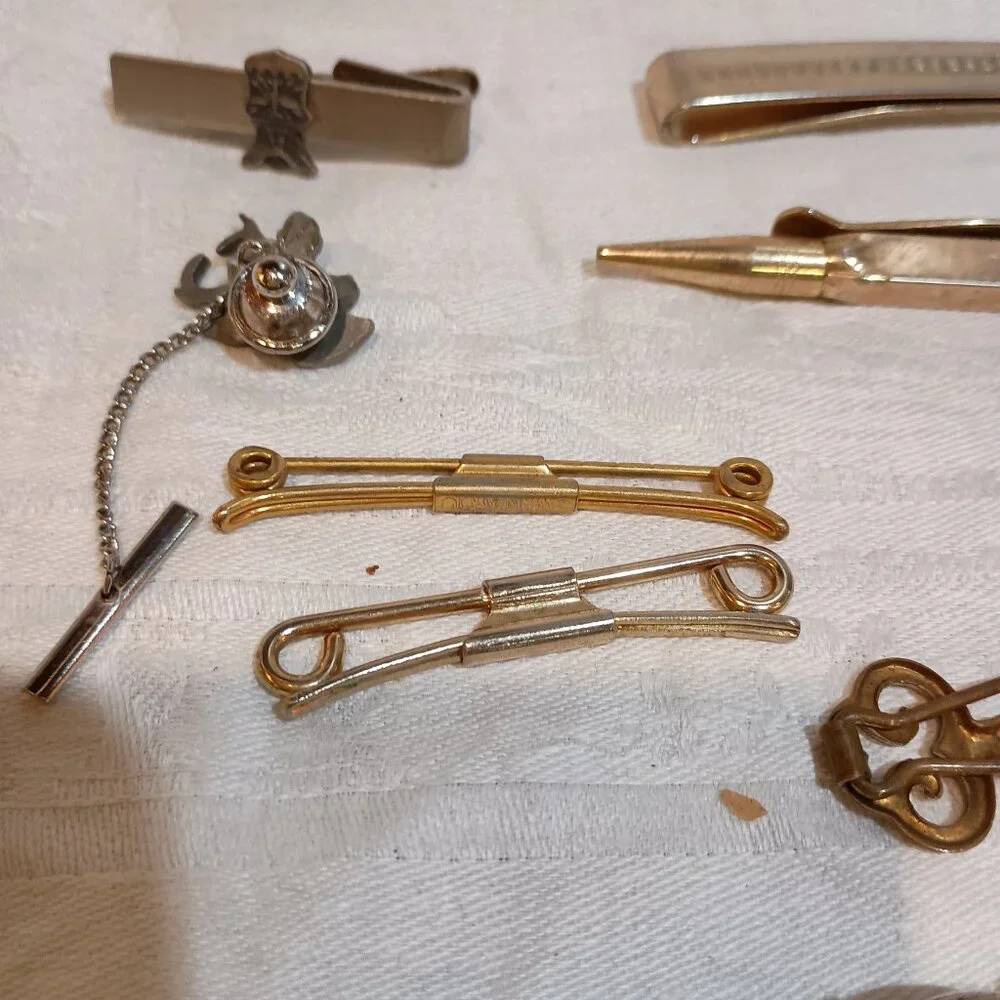 Lot of 9 Tie tacks and clips and money clips